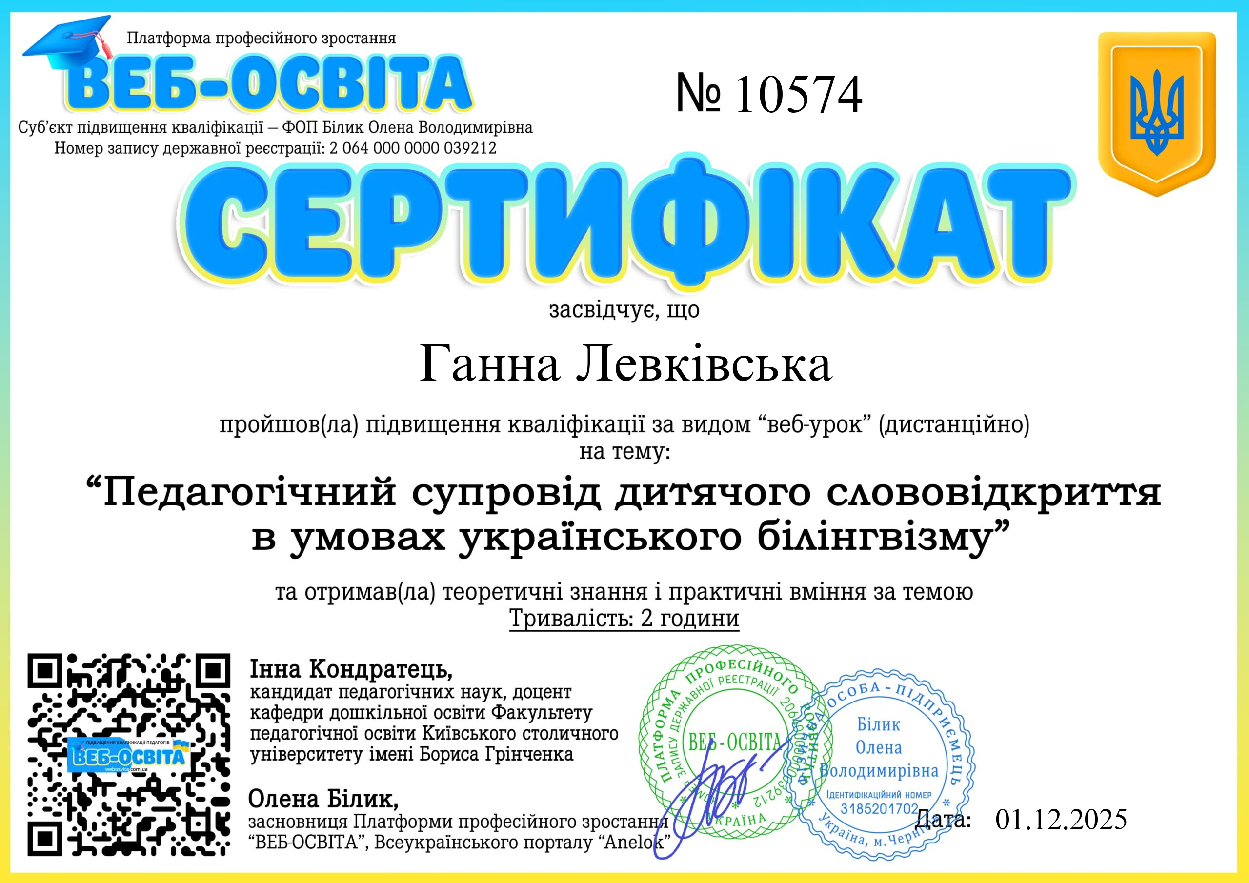 Список виданих сертифікатів 3 Web-Osvita Certificate