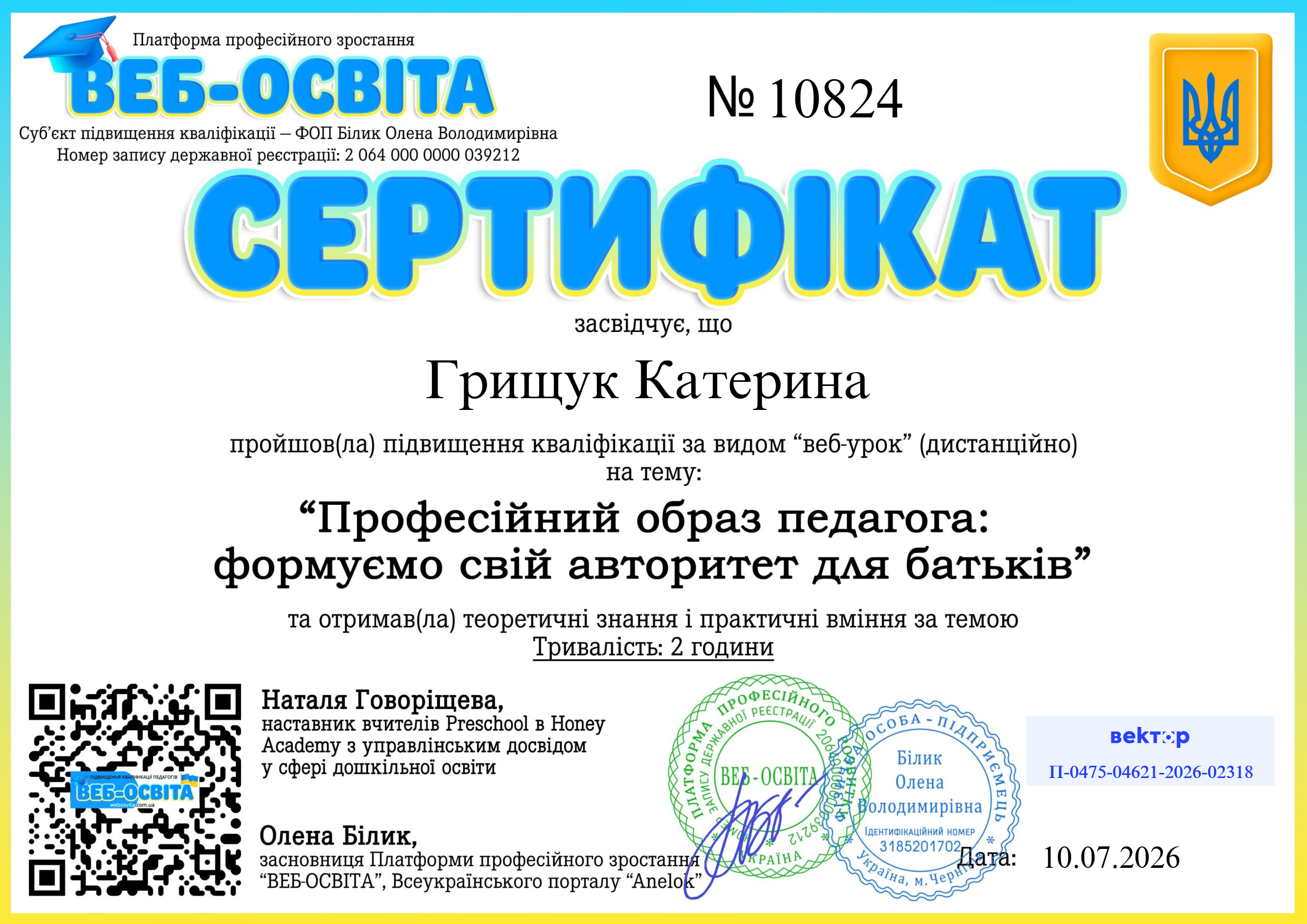 Список виданих сертифікатів 16 Web-Osvita Certificate