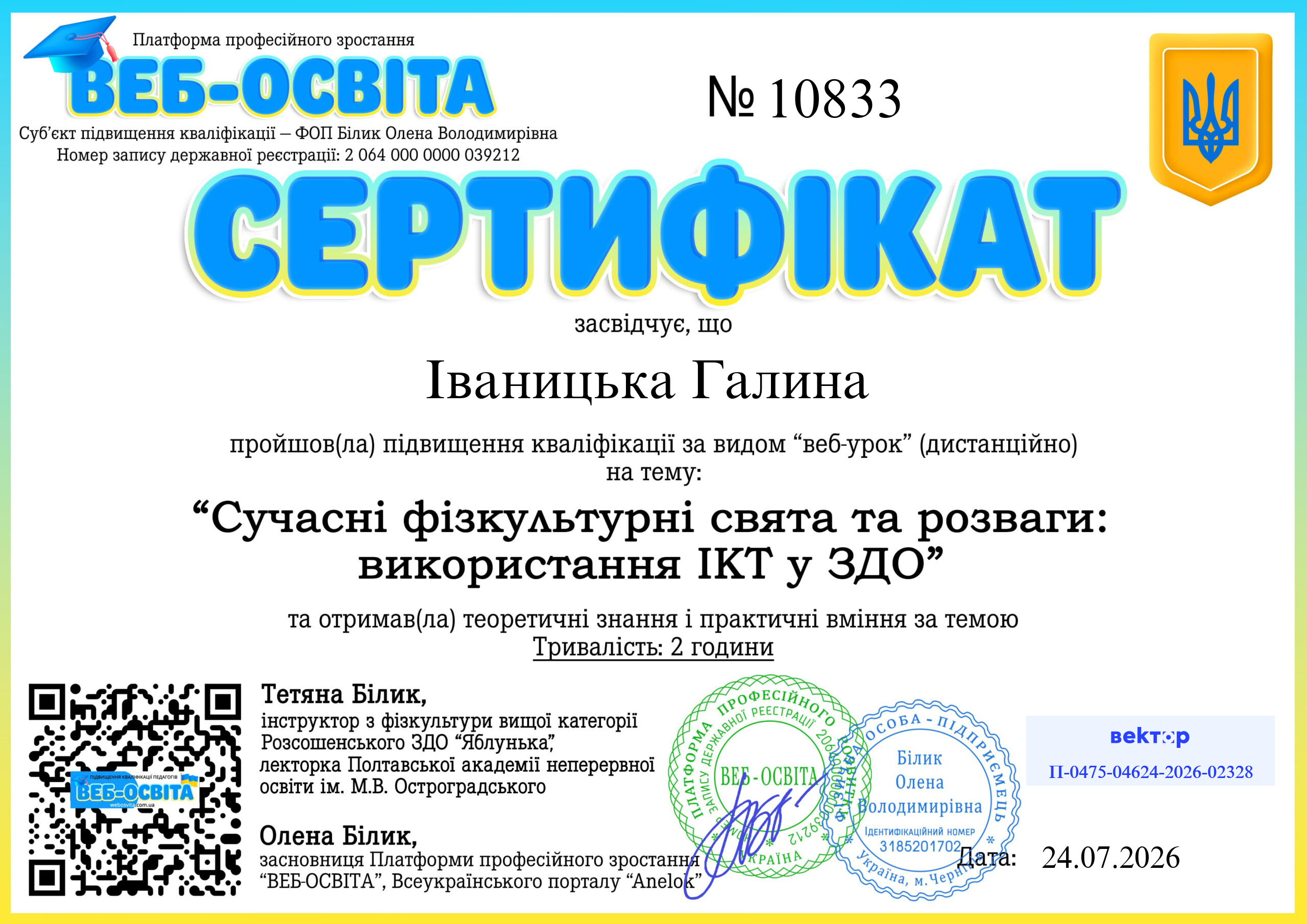 Список виданих сертифікатів 18 Web-Osvita Certificate