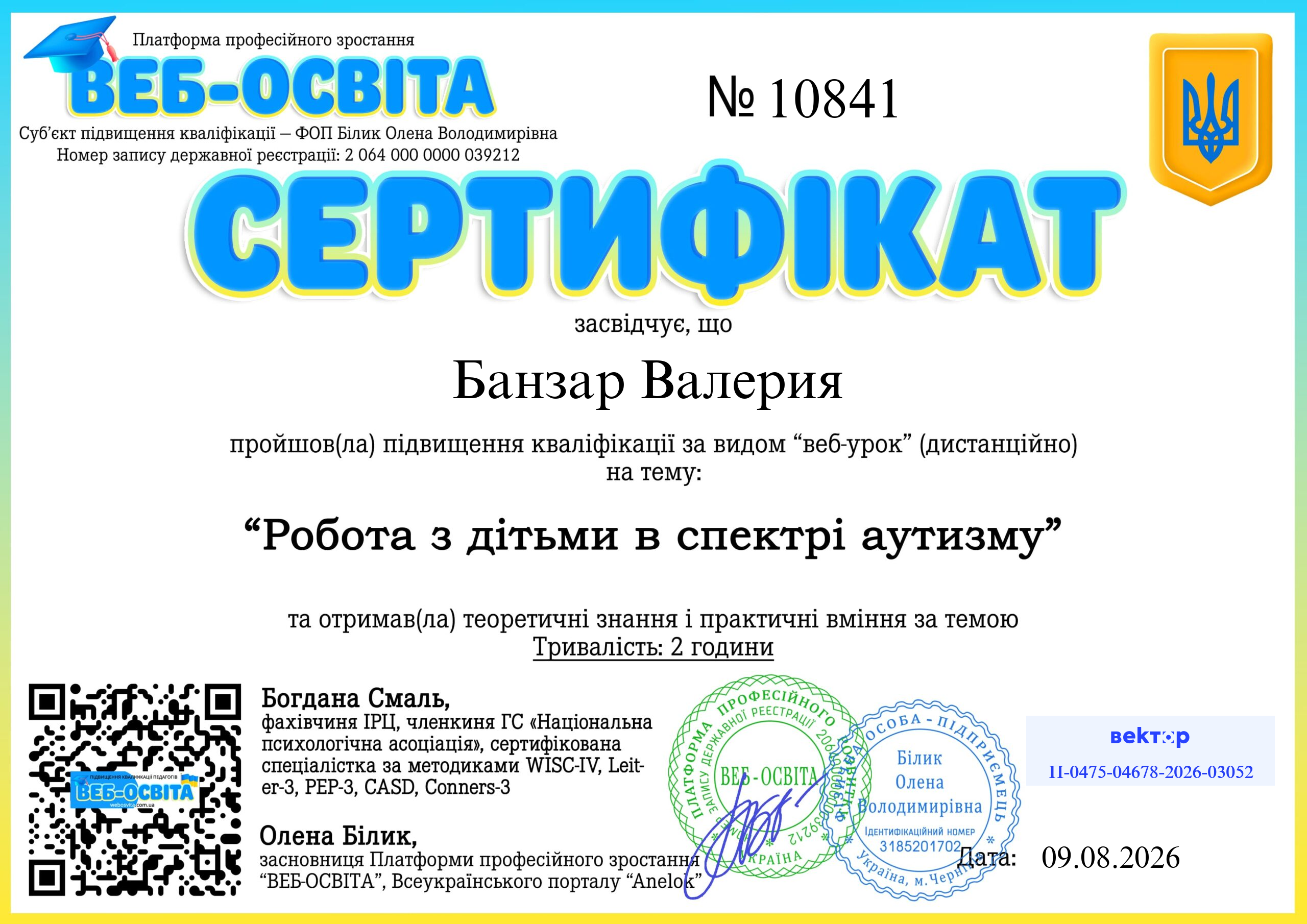 Список виданих сертифікатів 2 Web-Osvita Certificate