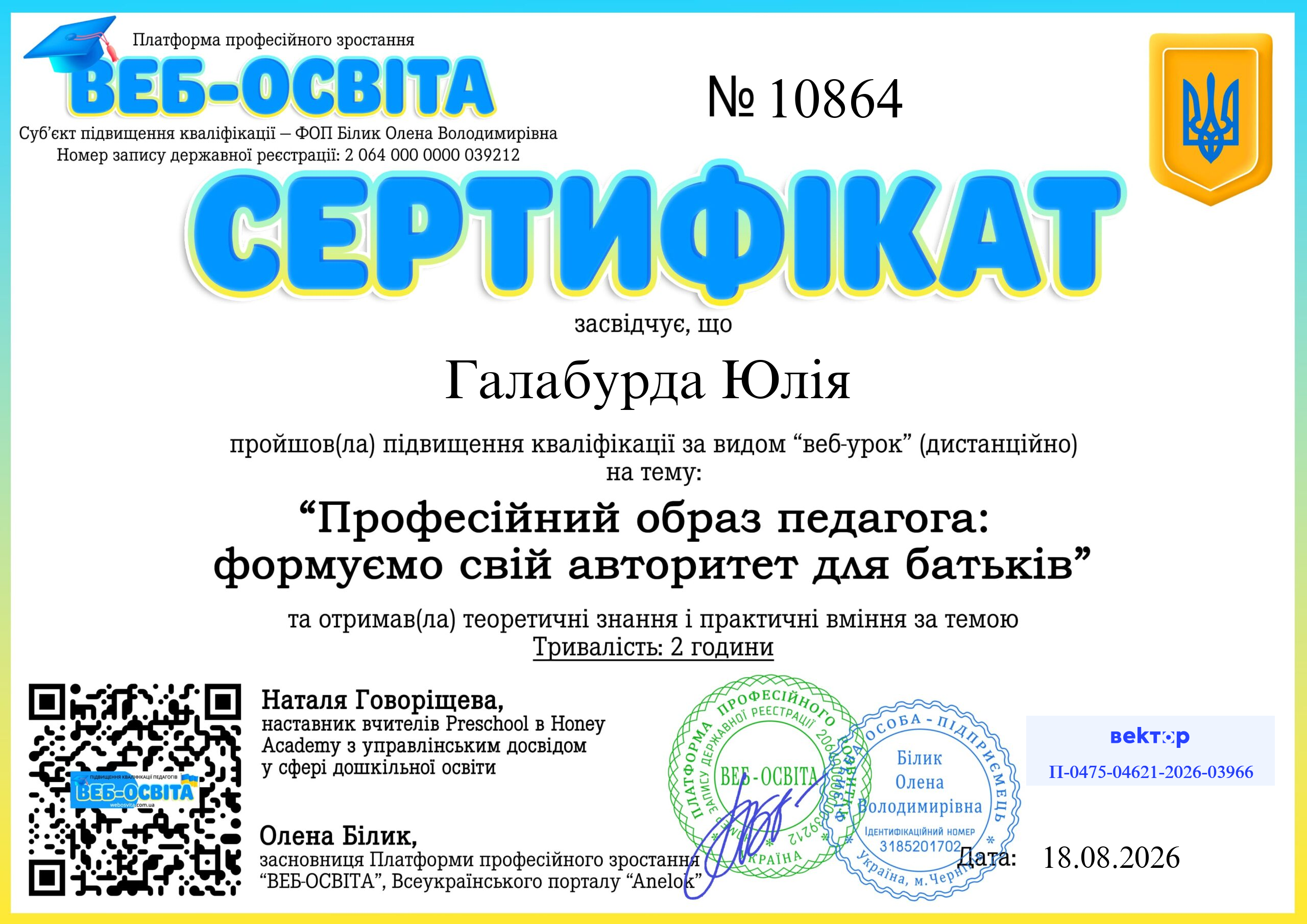 Список виданих сертифікатів 16 Web-Osvita Certificate