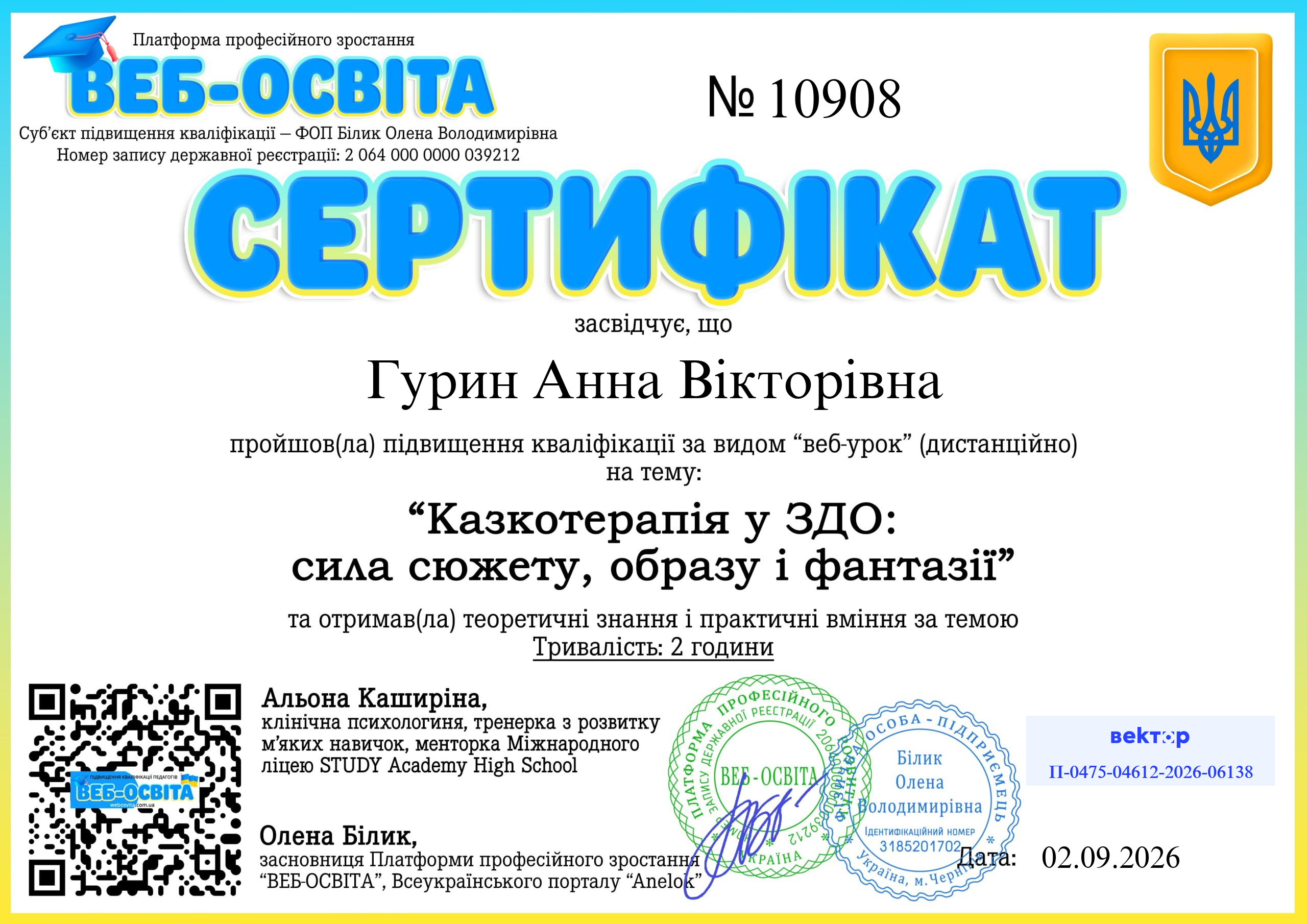 Список виданих сертифікатів 8 Web-Osvita Certificate
