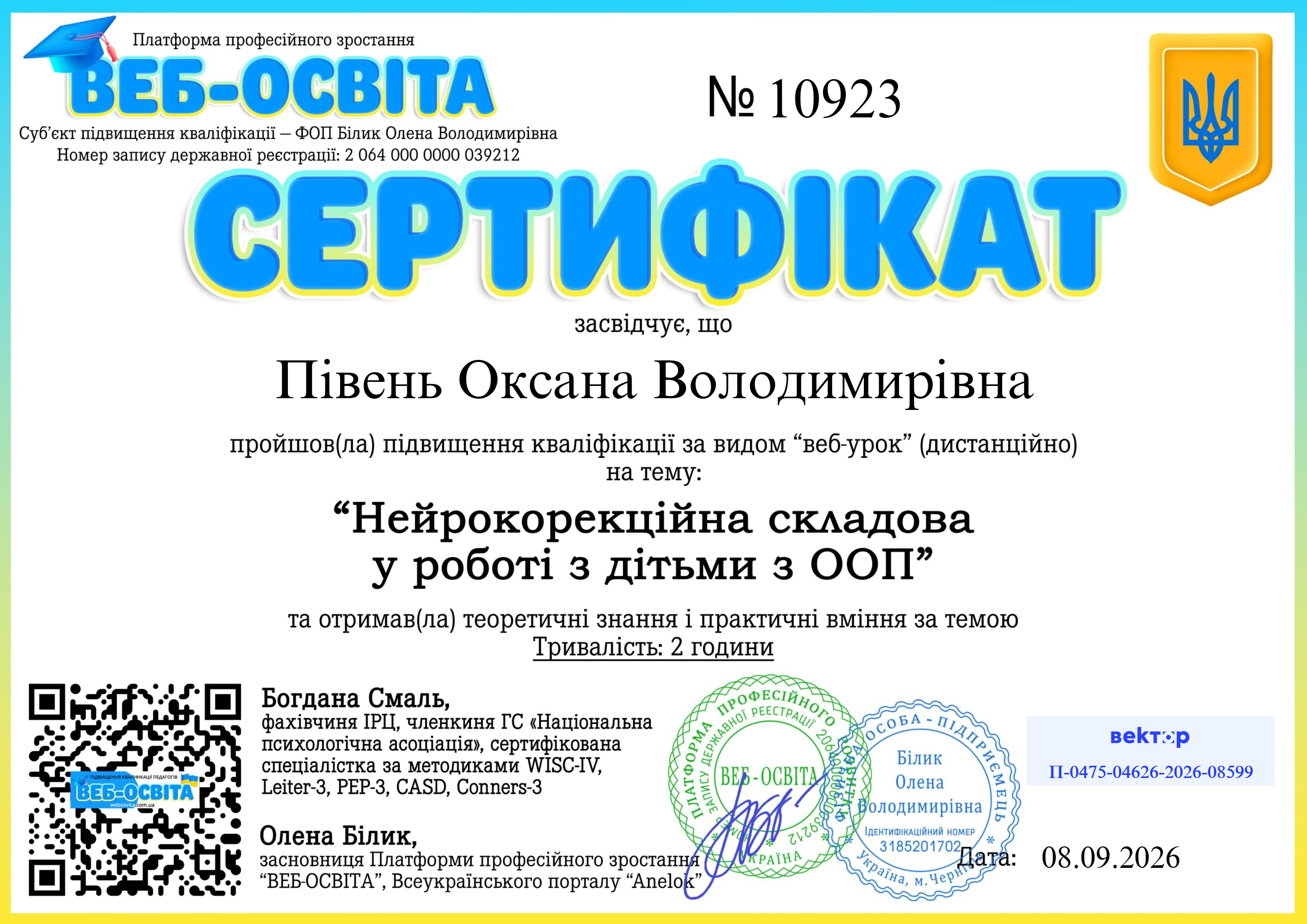 Список виданих сертифікатів 18 Web-Osvita Certificate