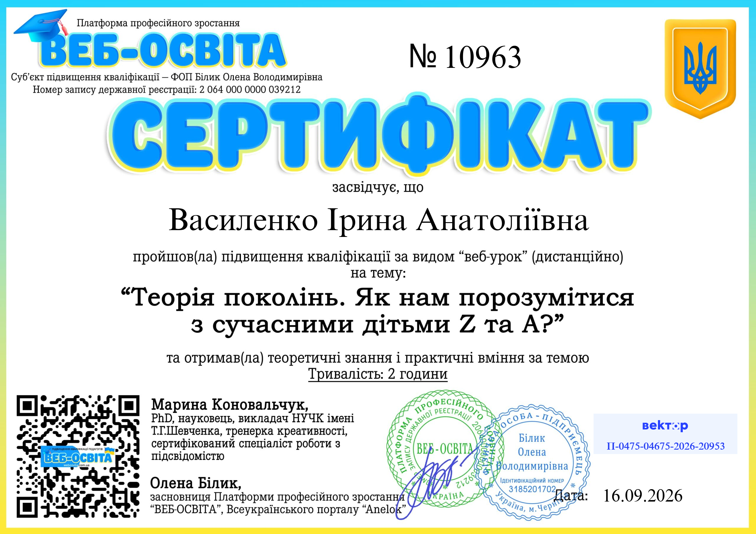 Список виданих сертифікатів 18 Web-Osvita Certificate