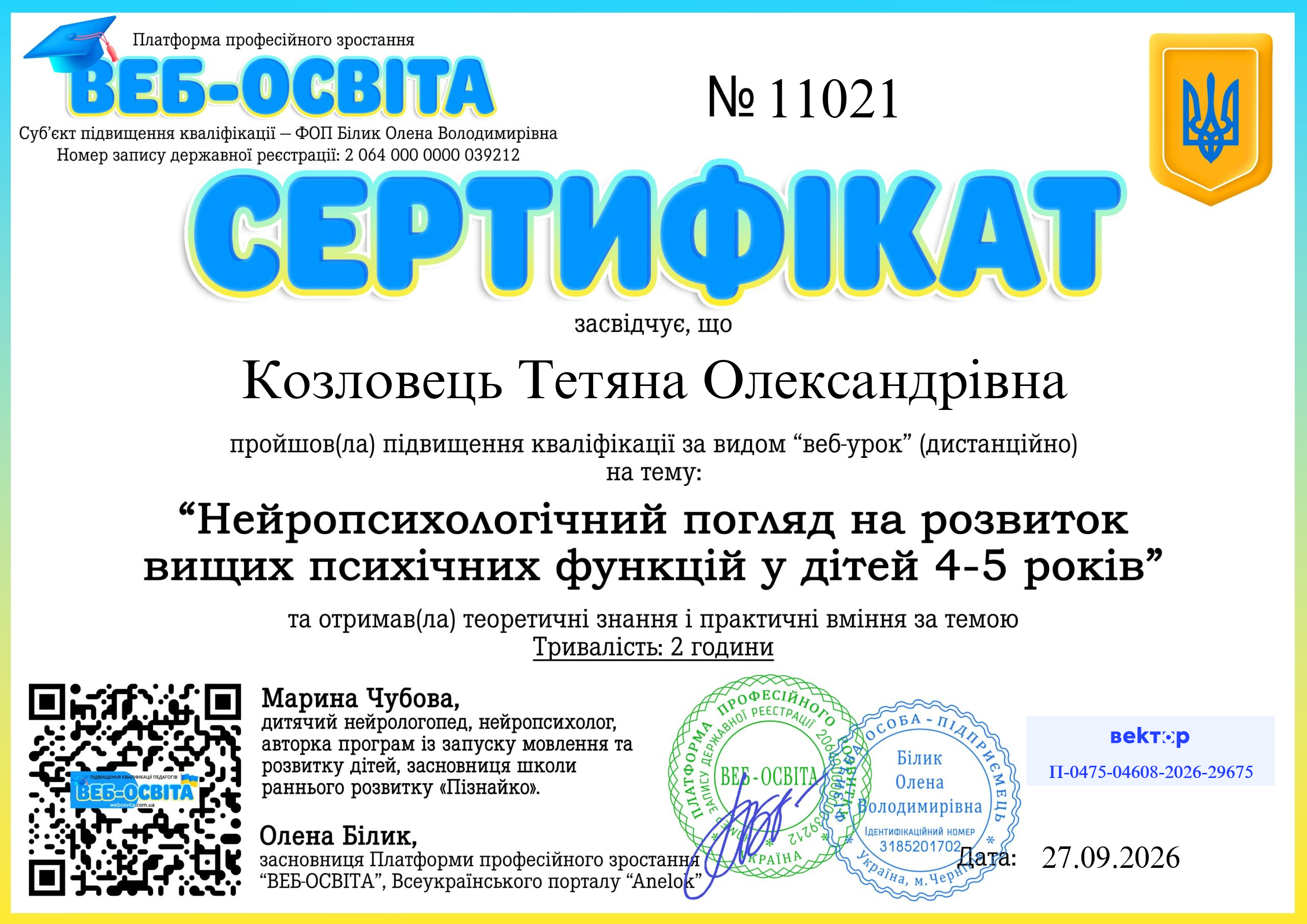 Список виданих сертифікатів 2 Web-Osvita Certificate