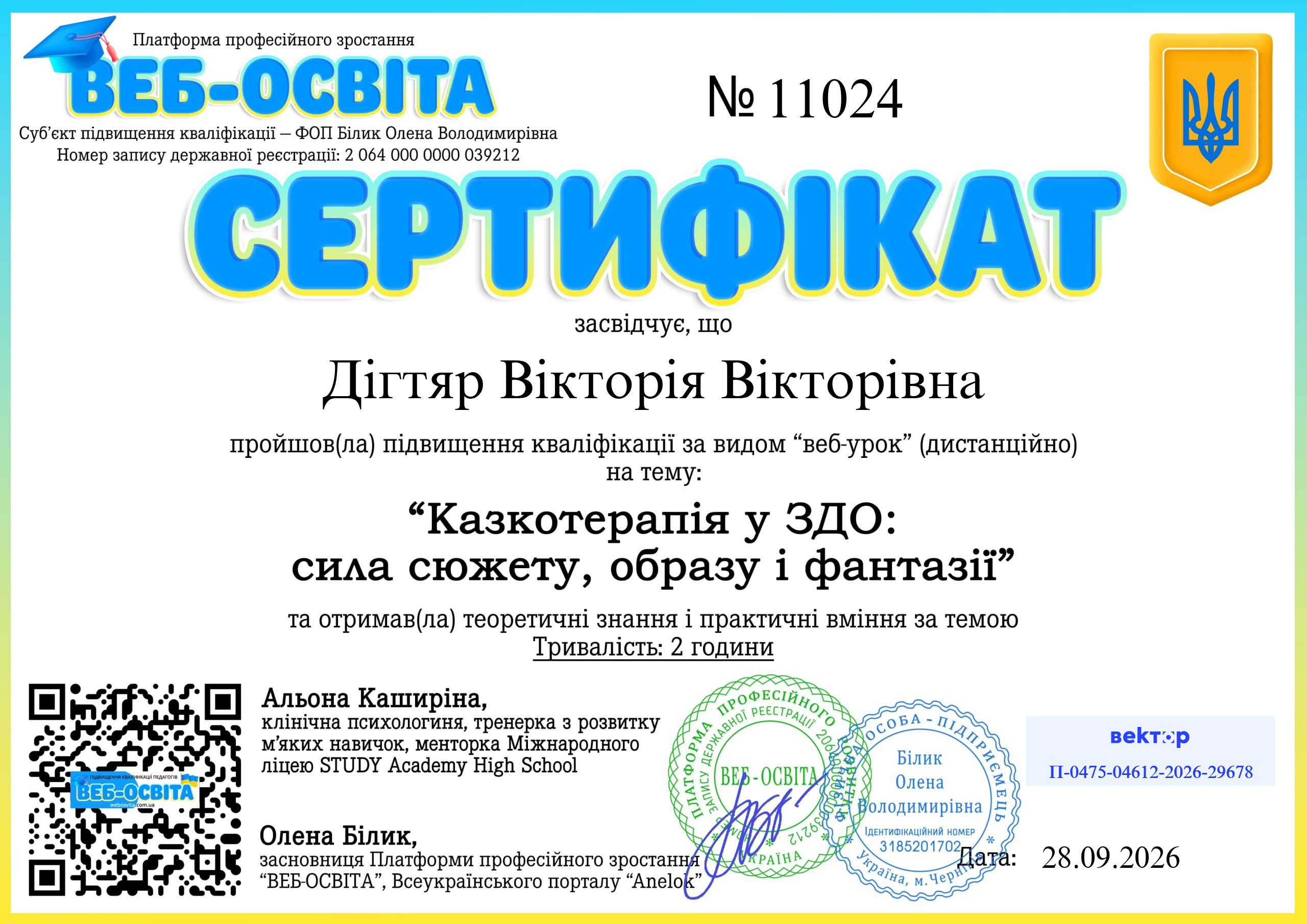 Список виданих сертифікатів 16 Web-Osvita Certificate