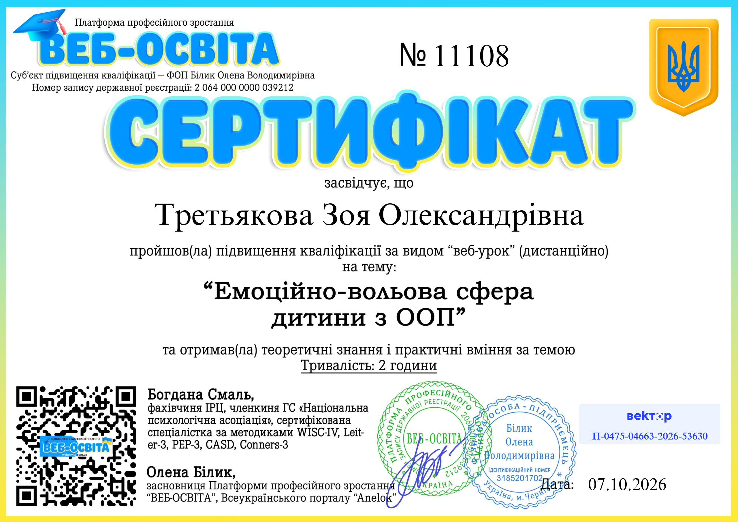 Список виданих сертифікатів 8 Web-Osvita Certificate