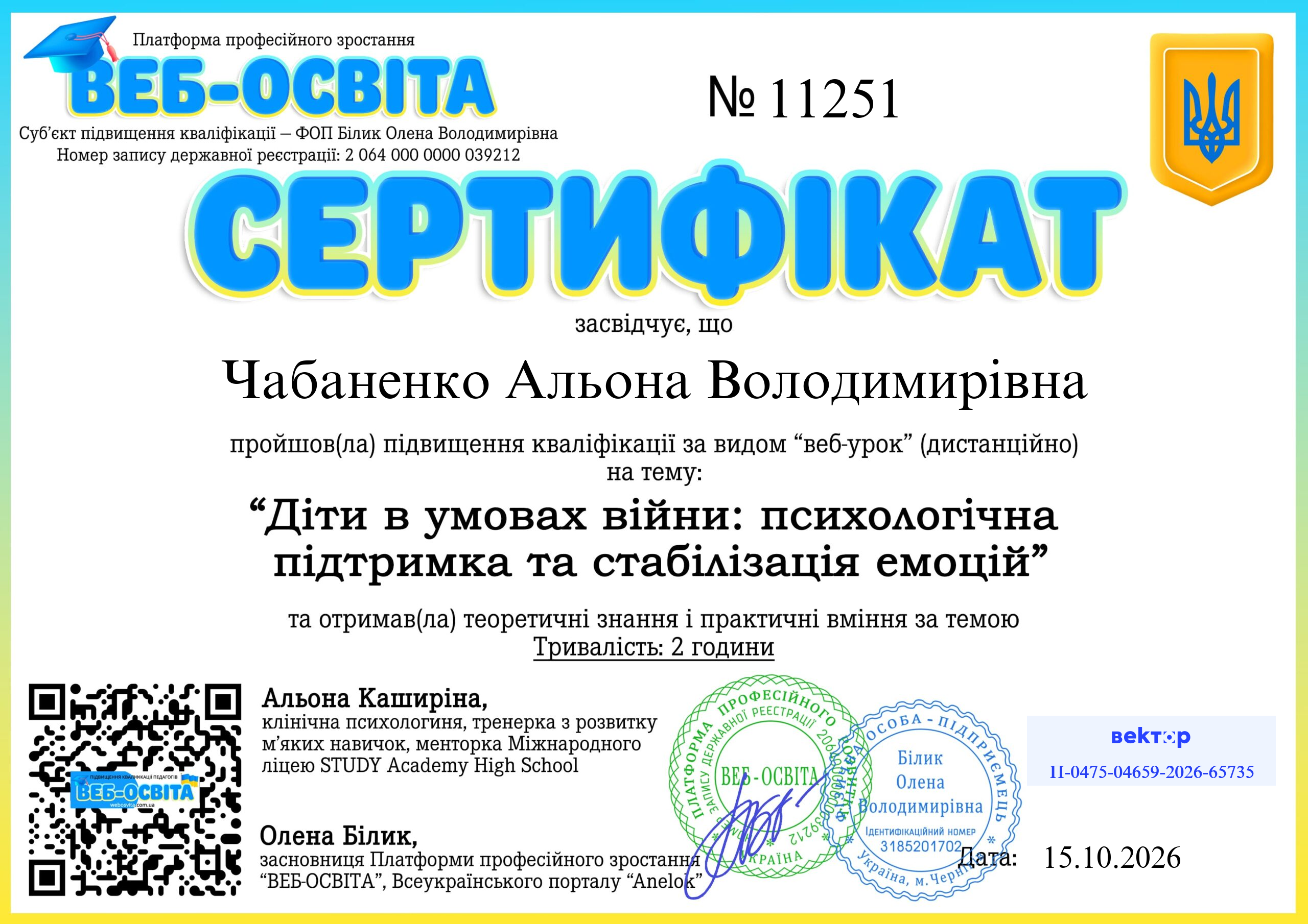 Список виданих сертифікатів 16 Web-Osvita Certificate